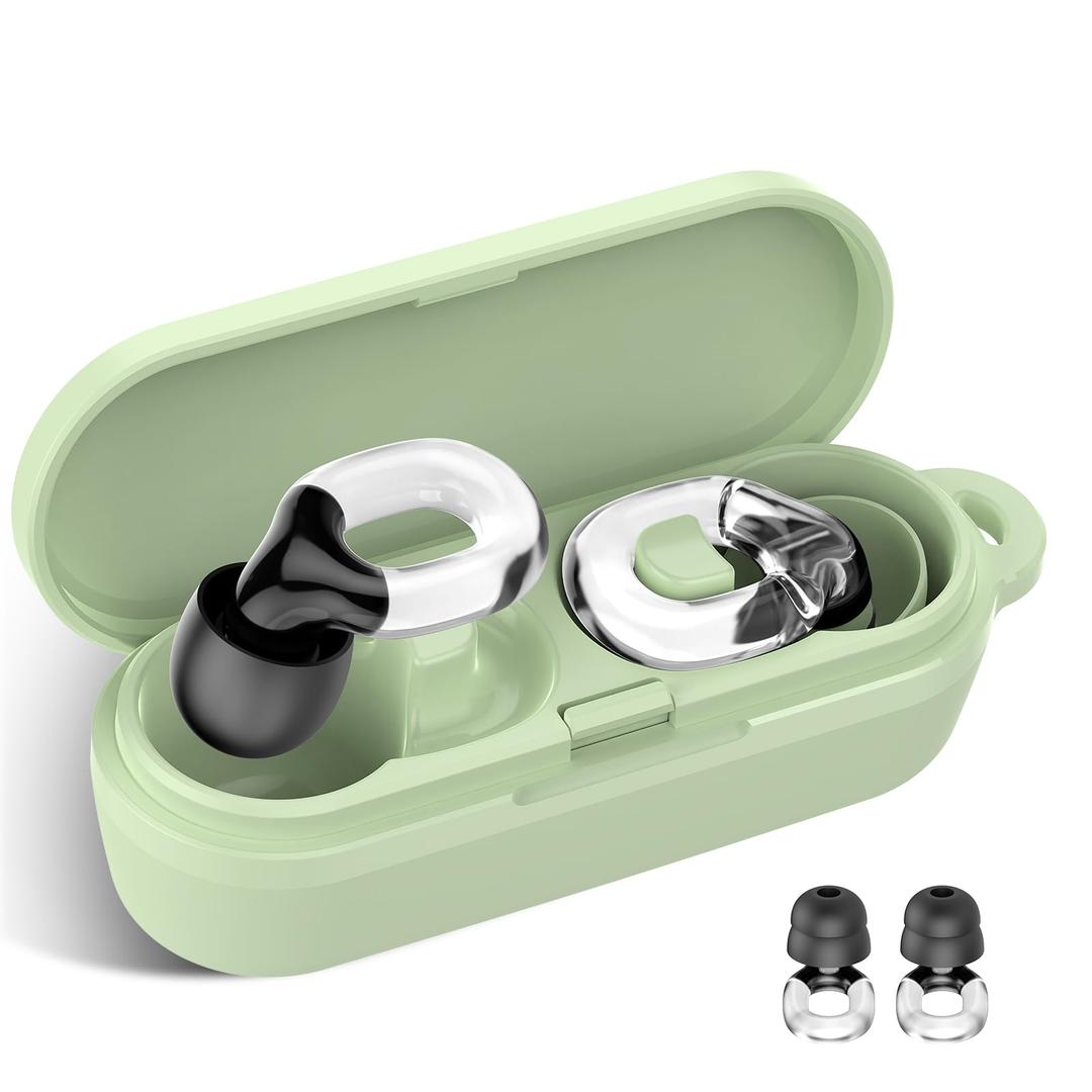 Ear plugs for sleeping, 35dB Noise Reduction Hearing Protection EarPlugs, Reusable Silicone Earplug, 7 Pair Eartips in XS/S/M/L Replaceable Single/Double Ear Plug for Sleep, Study, Events(Transparent)