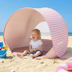 Gorich Pop Up Baby Beach Tent with UPF50+ UV Protection, Portable Toddler Sun Shelter with Mesh Ventilation, Lightweight & Foldable Play Shade Tent for Beach, Park & Backyard, Large