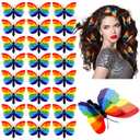 24 PCS Gay Pride Day Rainbow Butterfly Hair Clip Headpiece for Women Girls Party Parades Celebrations Festival Decorations LBGT Summer Rainbow Party
