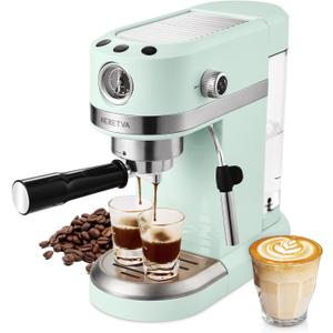 Neretva 20 Bar Espresso Coffee Machine with Steam Wand for Latte Espresso and Cappuccino, Compact Espresso Maker For Home Barista, 1350W Premium Italian High Pressure - Mint Green