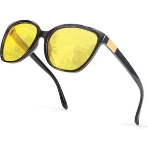SIPHEW Night Driving Glasses for Women, Trendy Yellow Anti Glare Lens for Nighttime Polarized Night Vision Glasses (A2-black/Yellow)