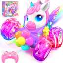 Unicorn RC Cars for Girl Toys with Glowling Crystal Wings & Eyes Lights, 360 Rotation Remote Control Car Pink Unicorn Stunt Car Kids Toys Birthday Gifts for 3 4 5 6 7 8 9 10 Year Old Girls
