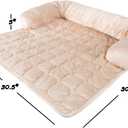 Couch Cover for Dogs 30x30.5 Pet Furniture Protector with Memory Foam Bolster, Quilted Fabric, Non-Slip Water-Resistant Base by PETMAKER (Beige)
