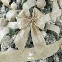 2 x MEEDEE 4 Inch Champagne Gold Snowflake Ribbon Satin Wired Christmas Tree Ribbon with Champagne Glitter Snowflake 10 Yards Champagne Gold Ribbons for Christmas Tree, Garlands, Topper Bow