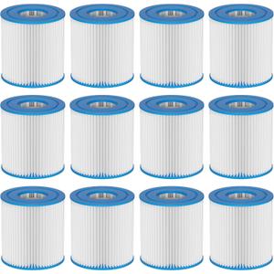 29007E Type H Pool Filter Cartridge Replacement Compatible with Intex 330 GPH Filter Pump, 28201, 28201EH, 28601EG, 28701EH Above-Ground Swimming Pools (12 Pack)