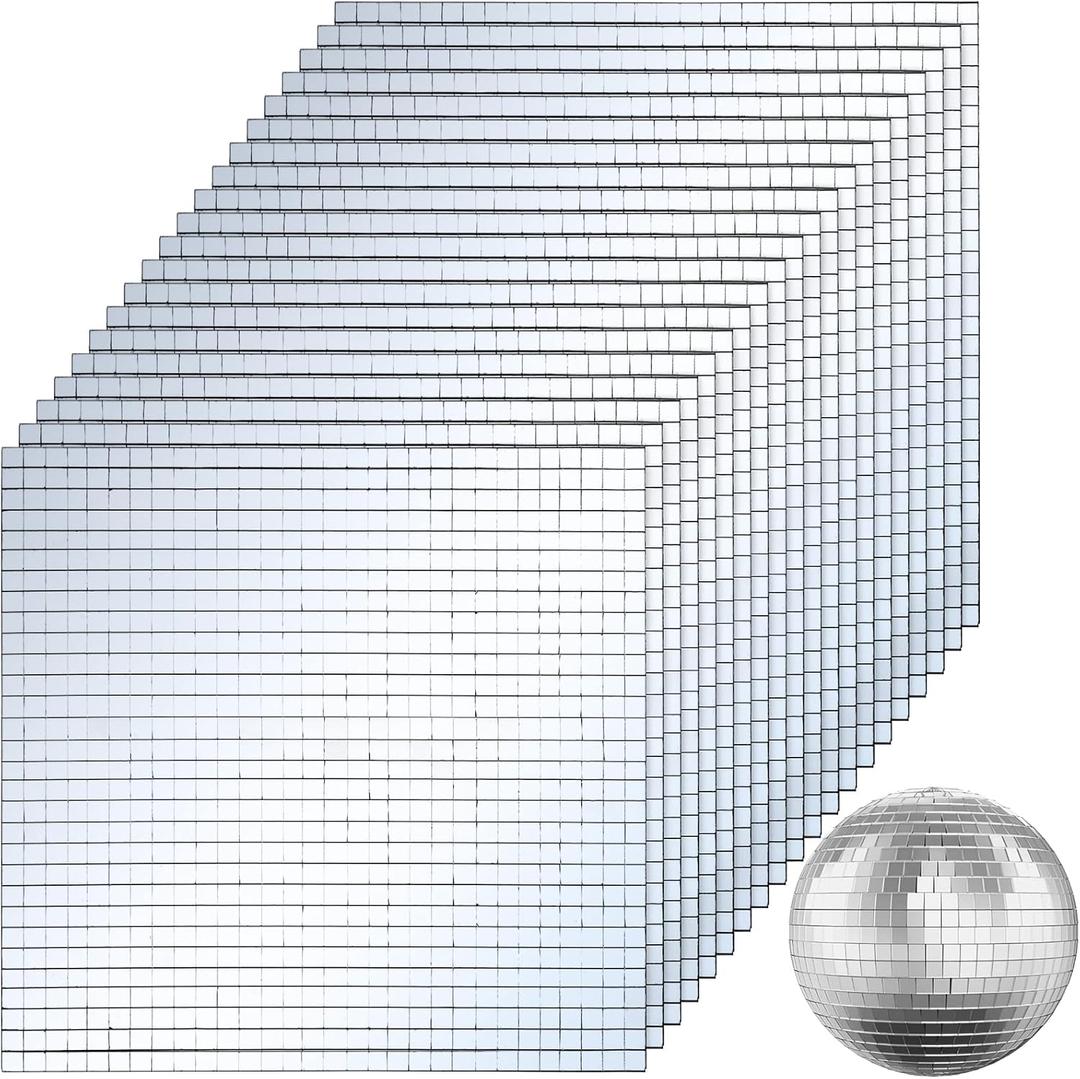 SOUJOY 36000 Pieces Mirror Mosaic Tiles, 5 x 5 mm Self Adhesive Mirror Stickers, Real Glass Mini Square Mirrors, Disco Ball Stickers for Crafts DIY Home Decorations