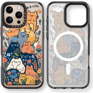 Rosarnnah Magnetic for iPhone 16 Pro Max Magsafe Case Cute - Durable Shockproof 6.6 ft Drop Impact Phone Case - Black Funny Cats Party Design for iPhone 16 Pro Max 6.9"