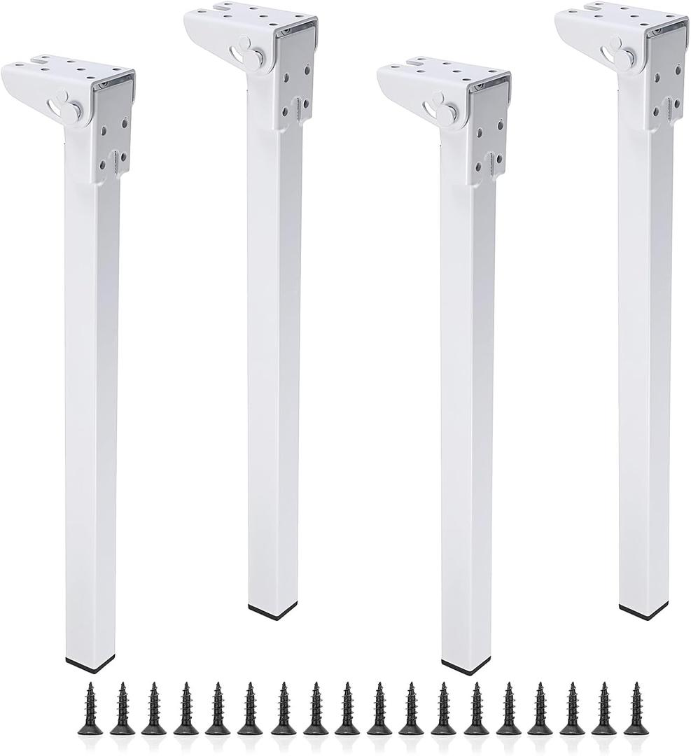 OwnMy 16 Inch Folding Table Legs Heavy Duty Metal Hairpin Table Legs Furniture Legs Feets, White Foldable Laptop Table Coffee Table Replacement Leg for Bed Cabinet Wardrobe Couch