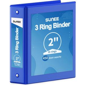 SUNEE 3 Ring Binder 2 Inch 1 Pack, Clear View Binder Three Ring PVC-Free (Fit 8.5x11 Inches) for School or Office Supplies, Blue