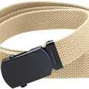 Proper Materials Kids Canvas Web Belt Flat Black Buckle/Tip Solid Color 44" Long 1" Wide - Cut Excess Length For Perfect Fit