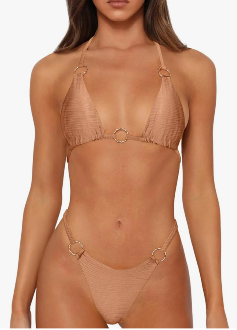 Sexy Bikinis for Women 2 Piece Bikini Spaghetti Strap Swimsuits Solid Color Bathing Swimwear Triangle Bathing Suit,M