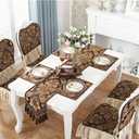 vctops Vintage Luxury Jacquard Damask Floral Table Runners Tea Table Decoration with Multi-Tassels 13"x69" Coffee