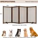 36" H Freestanding Pet Gate, Solid Wood Foldable Dog Gate with Support Feet, Wooden Tall Dog Gate for Doorway, Stairs & Indoor Use, 60" Wide Expandable Pet Fence, 4 Panels, Walnut