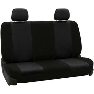 FH Group Rear Solid Bench Automotive Seat Cover | Universal Cloth Seating for SUV, Sedan, Van | Washable Car Seat Covers Interior Accessories - Black
