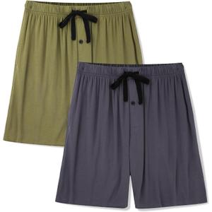 BAMBOO COOL Men's Pajama Bottoms Soft Comfy Breathable Lightweight Sleepwear Lounge Pajamas Shorts with pockets 2 Pack (Blue, S)