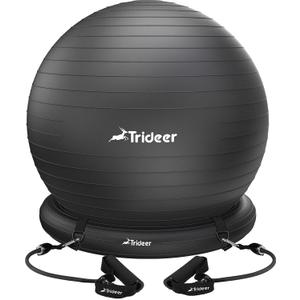 Trideer Ball Chair - Yoga Ball with Base & Bands for Home Gym Workout (L(23-26ines/58-65cm), Black)