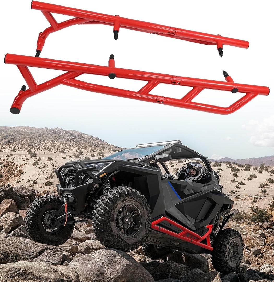 ELITEWILL RZR PRO XP Nerf Bars Rock Sliders Red Fit for 2020-2024 RZR PRO XP, RZR Turbo R and RZR Pro R Side Step Bumper Guard Tree Kickers Replace OEM 2889208-458 2889208-293, 2-Seater