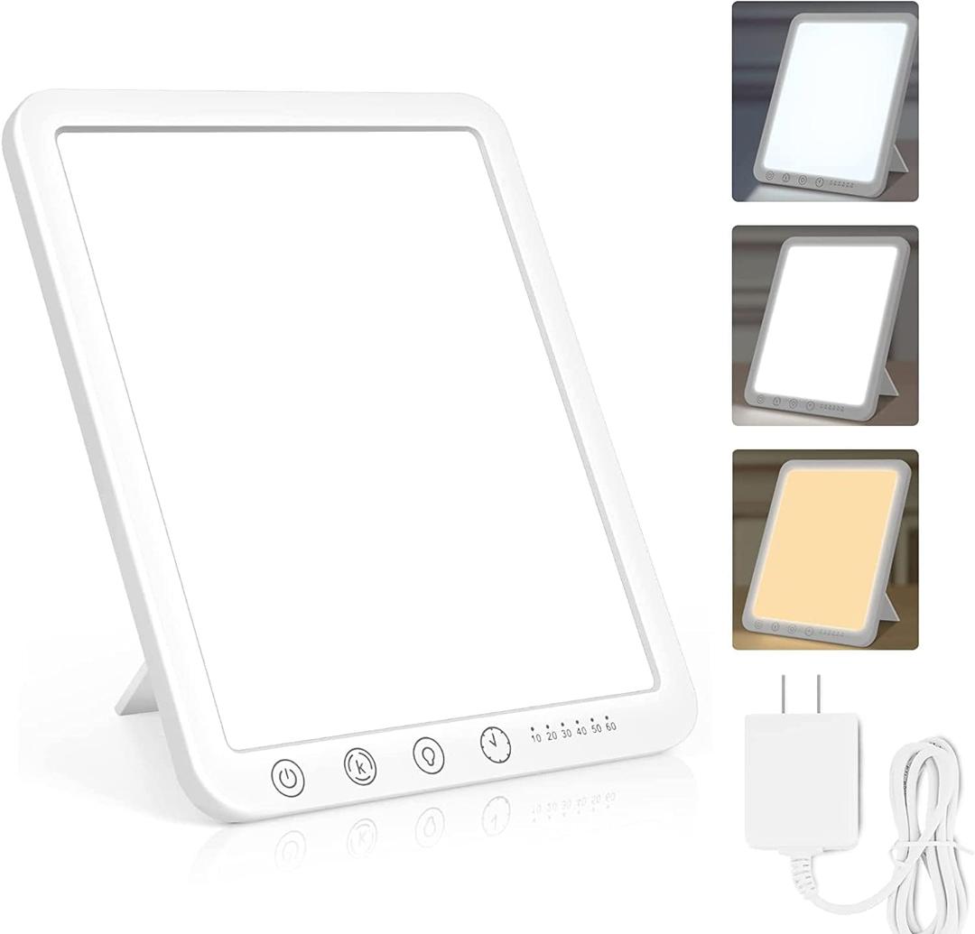 Light Therapy Lamp - 15,000 Lux UV-Free Therapy Light with 3 Color Temperatures and 6 Timer Settings, Touch Control Happy Lamp for Home/Office Use to Lift Mood