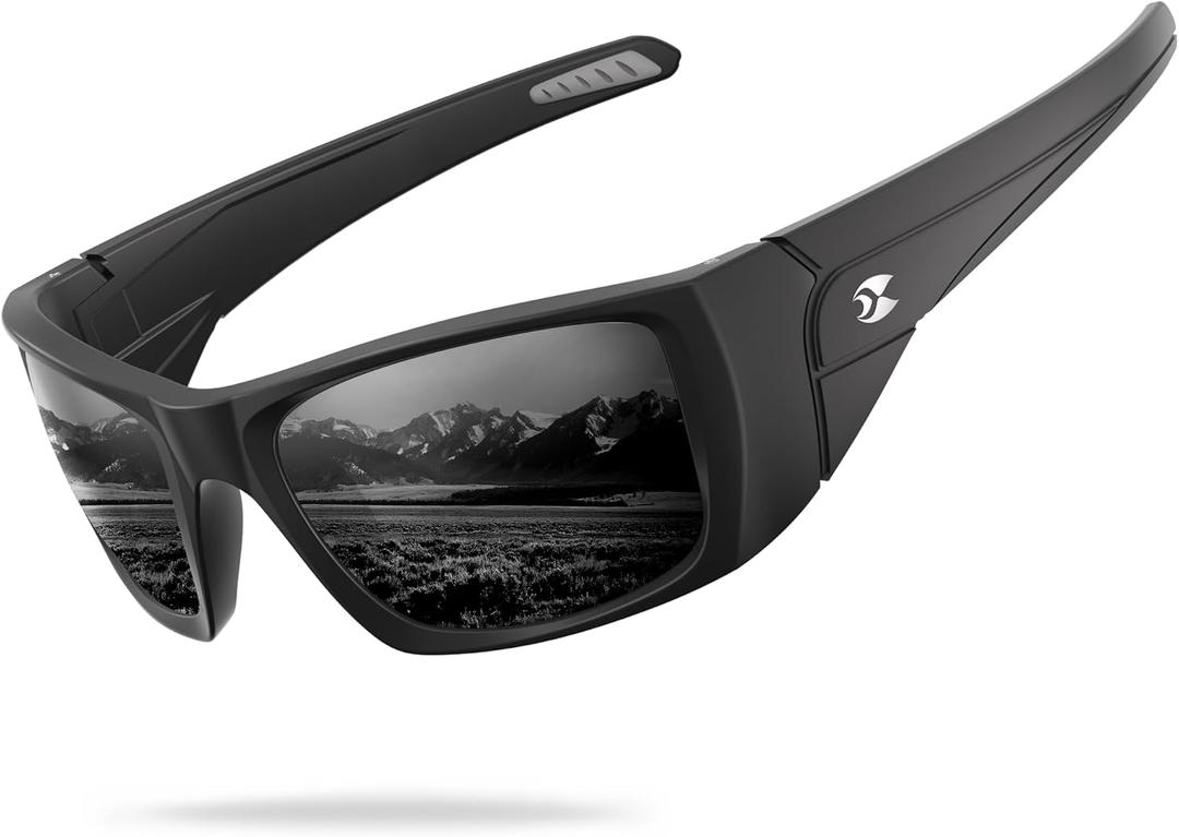 suoso Sports Polarized Sunglasses for Men: Women UV400 Protection Wrap Around Sun Glasses for Fishing Driving Cycling TR90, Black