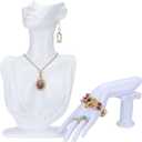 UNICRAFTALE 2pcs Jewelry Mannequin Displays Set White Resin Side Body Model Bust Shaped Jewelrys Necklace Display Stands and Mannequin Hand Bracelet Necklace Ring Display Stand for Jewelry Displays