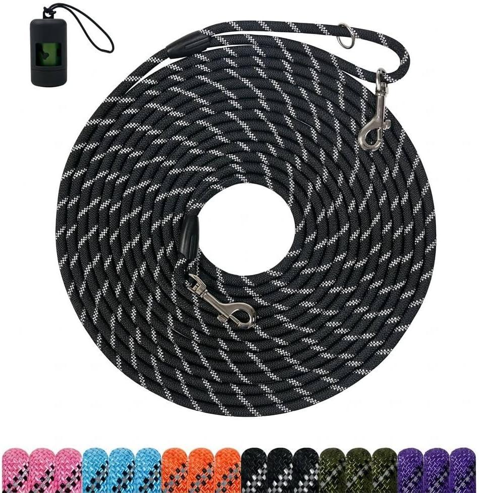 Long Dog Training LeashHeavy Duty Reflective Rope Lead for Dogs 30FT for Training, Walking, Backyard, Camping