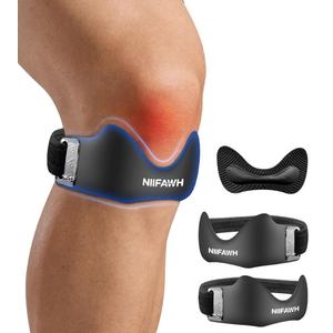 Patellar Tendon Support Strap 2 Pack, Silicone Patella Band for Women Men Adjustable Non-Slip Patella Knee Brace Patella Bands for Basketball, Jumpers Knee, Tendonitis, Running, Hiking, Soccer