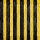 2 Pack Graduation Backdrop, 3.28 FT x 7.05 FT Black and Gold Foil Fringe Curtains, Metallic Foil Curtain Graduation Backdrop, Grad Party Supplies Black and Gold Party Decorations Class of 2026