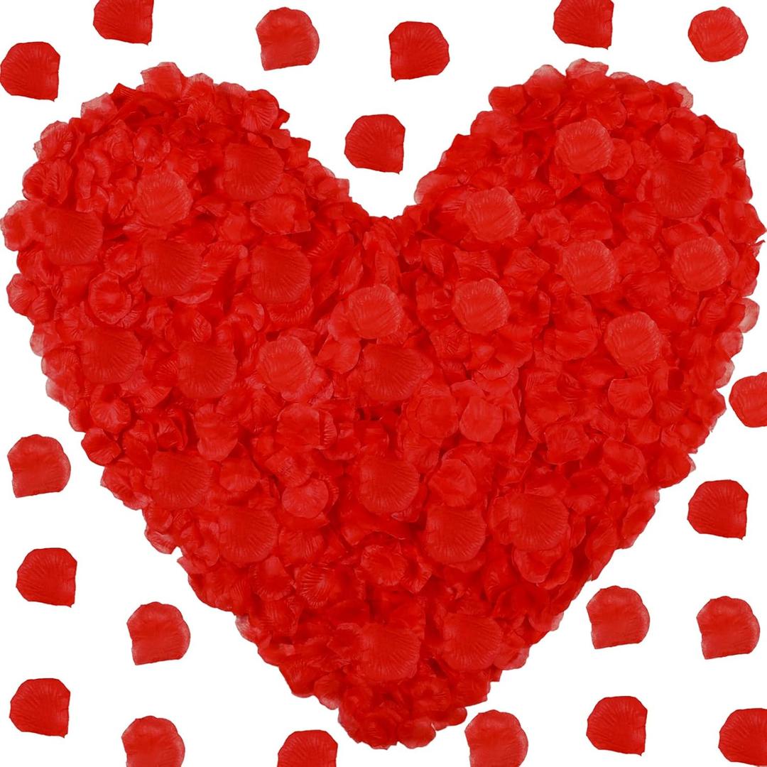 Dingion 10000 Pcs Red Rose Petals Artificial Roses Flower Petals Roses Fake Rose Petals Red Rose Petals for Wedding Romantic Night Event Valentine's Day Party Decoration (red)