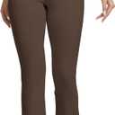 VIMPEP Womens Stretchy Yoga Dress Pants High Rise Straight Leg with Pockets Casual Petite/Regular 1202 (Brown, S)