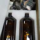 Kitchen Soap Dispenser Set with Instant Dry Tray,16 Oz Hand and Dish Soap Amber Glass Dispenser Set,Stainless Steel Pump,Waterproof Labels&Dish Brush,Luxury Soap Bottle for Kitchen,Bathroom