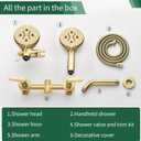 2 Handle Shower Faucet Shower System Complete 2 in 1 Shower Combo Set with Handheld Showerhead Shower Trim Kit Two Handle Shower Fixtures Brushed Gold