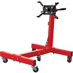 Big RED Steel Rotating Wheeled Engine Stand with 360 Degree Adjustable Rotating Head and Folding Frame: 3/4 Ton (1,500 lb) Capacity, Red
