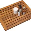 Teak Shower Mat, 24"x18" Wood Non-Slip Bathroom Teak Bath Mats for Bathroom, Wooden Floor Mat Bathroom Mat for Inside, Outdoor or Spa(Medium) (24" x 18" (Rectangular), Natural)