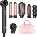 6-in-1 Hot Air Styler Wrap, High-Speed Hair Dryer Brush Blow Dryer with 2 Auto Wrap Curlers for Curling, Straightening, Volumizing, Fast Drying & Frizz-Free Styling for All Hair Types