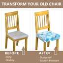 Stretch Dining Chair Seat Covers Set of 2,Dining Chair Slipcovers, Floral Printed Chair Covers,Soft Fabric Washable Upholstered Chair Seat Protector, No Rear Covers for Home Kitchen Dining Room (Light Blue Geometric Circles)