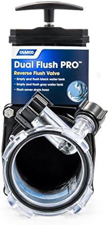 Camco Dual Flush Pro Camper/RV Holding Tank Rinser - Features 3-Inch Gate Valve & Reverse Flush Valve - Empties & Flushes RV Black Water Tanks and RV Sewer Hose (39062)