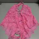 SOLY HUX Women's One Piece Lingerie Sexy Lace Babydoll Deep V Teddy Criss Cross Backless Teddy Mini Bodysuit Hot Pink Smal