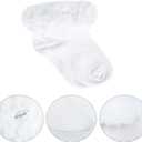 2 x Girls Ruffle Socks Toddler Frilly Lace Dress Socks with Soft Furry Ruffle Trim,1 Pack (3-5T, White)