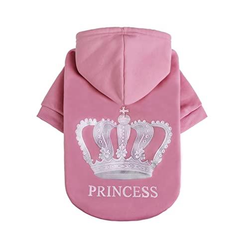 EXPAWLORER Princess Dog Hoodie-Soft Dog Sweater Calming Fleece Sweatshirt Cold Weather Pet Clothes,Pitbull Clothes Outfits,Coat Apparel for Puppy,Cat, Small Medium Large Dogs