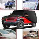Waterproof Car Cover for Jeep Wrangler 4 Door 2006-2026 JK JL Outdoor Waterproof Sun Rain Snow Hail Protection with Driver Door Zipper
