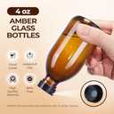 36 Pack 4 oz Boston Glass Bottle with Cap, Empty Glass Bottles for Homemade Vanilla Extract, Essential Oils, Juice, Potion, Syrup, Liquids, Christmas, Holiday Gift (Amber 36 Pack)