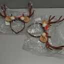 2 x Christmas Deer Antlers Headband With Bow, Reindeer Antlers Hair Accessories for Women, Christmas Cosplay Costume Party