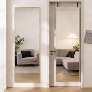 DUMOS 47"x14" Full Length Door Mirror, Full Body Mirror, Gold