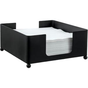 MyGift Modern Black Metal Square Napkin Holder  Tabletop Napkin Dispenser Tray for Kitchen, Dining Table, and Home Organization