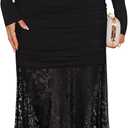 ZESICA Women's Long Sleeve Off Shoulder Bodycon Dresses Fall 2026 Ruched Lace Wedding Guest Cocktail Formal Maxi Dress (Black)