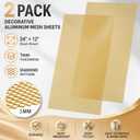 2 Pack Brass Decorative Metal Panels, 24x12 in Diamond Mesh Aluminum Sheets