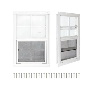 COLORPAPA 2 Pack Shed Windows,12" x 18" Small Sliding Windows,Flush Mount Windows with Tempered Glass and Fiberglass Screen for Shed, Chicken Coop, Playhouse, Household, Garage, Barns (White)