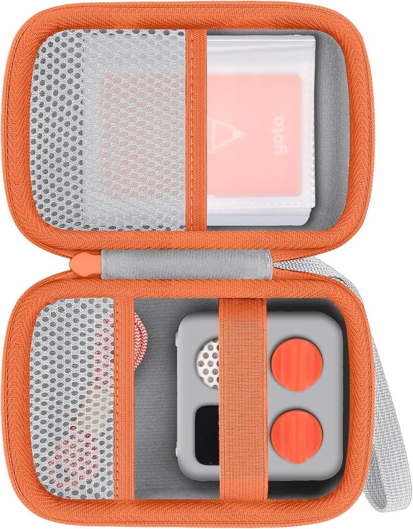 Storage Case Compatible with Yoto Mini (2024 Edition) Kids Screen-Free Bluetooth Audio Player,Transparent Card Bag can hold up to 36 cards(Gray Case,Orange Zipper)