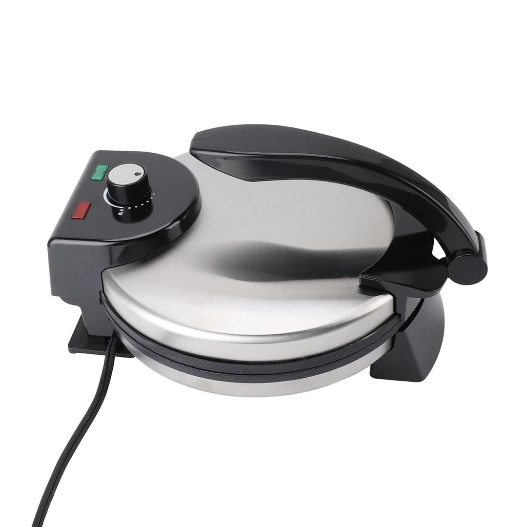 Electric Roti Maker,10 Inch Non Stick Tortilla Press Machine With Adjustable Temperature Control Stainless Steel Cover for Home Kitchen Flatbread Chapati Pizza Crust Making