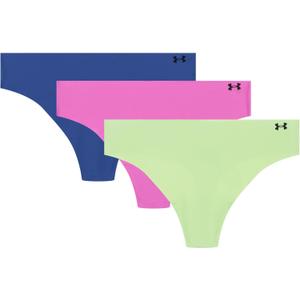 Under Armour Women's 3-pack Pure Stretch No Show Thong Underwear, All-day Comfort & Ultra-soft Fit (Medium, Retro Green/Magenta/Blue)